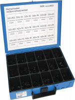 Set suruburi Zestaw blachowkrętów DIN7981 łeb podkładkowy, czarny ocynk, 18 komorowy, 800 sztuk, 3,9x9,5 do 4,8x25