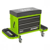 Scaun mecanic Castor seat, green, lifting capacity: 136 kg, height: 41cm, width: 67cm, number of equipped drawers: 3, number of containers for tools: 2, wheels