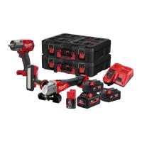 Kit unelte de putere Power tools kit 3 pcs (SET:10 pcs), battery-powered: Air impact wrench; Angle grinder; Workshop lamp, battery included:, charger included:, number of batteries: 3 pcs